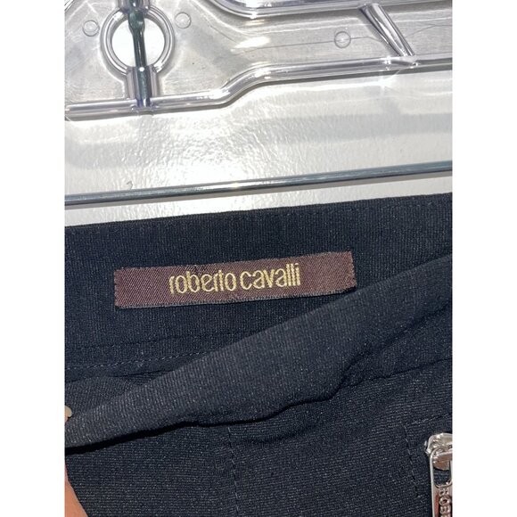 Roberto Cavalli Womens Black Skinny Pants With Zipper Pockets Size 8 - Picture 4 of 12